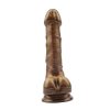 Penis dildo w kolorze brązu z jądrami i mocną przyssawką 19cm
